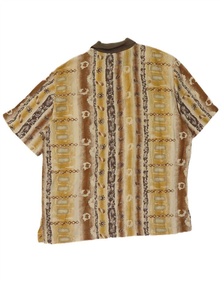 Vintage Ανδρικό κοντομάνικο πουλόβερ πουκάμισο μεγάλο κίτρινο φλοράλ