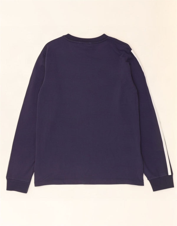 Adidas Γυναικείο τοπ μακρυμάνικο UK 10 Small Navy Blue βαμβακερό