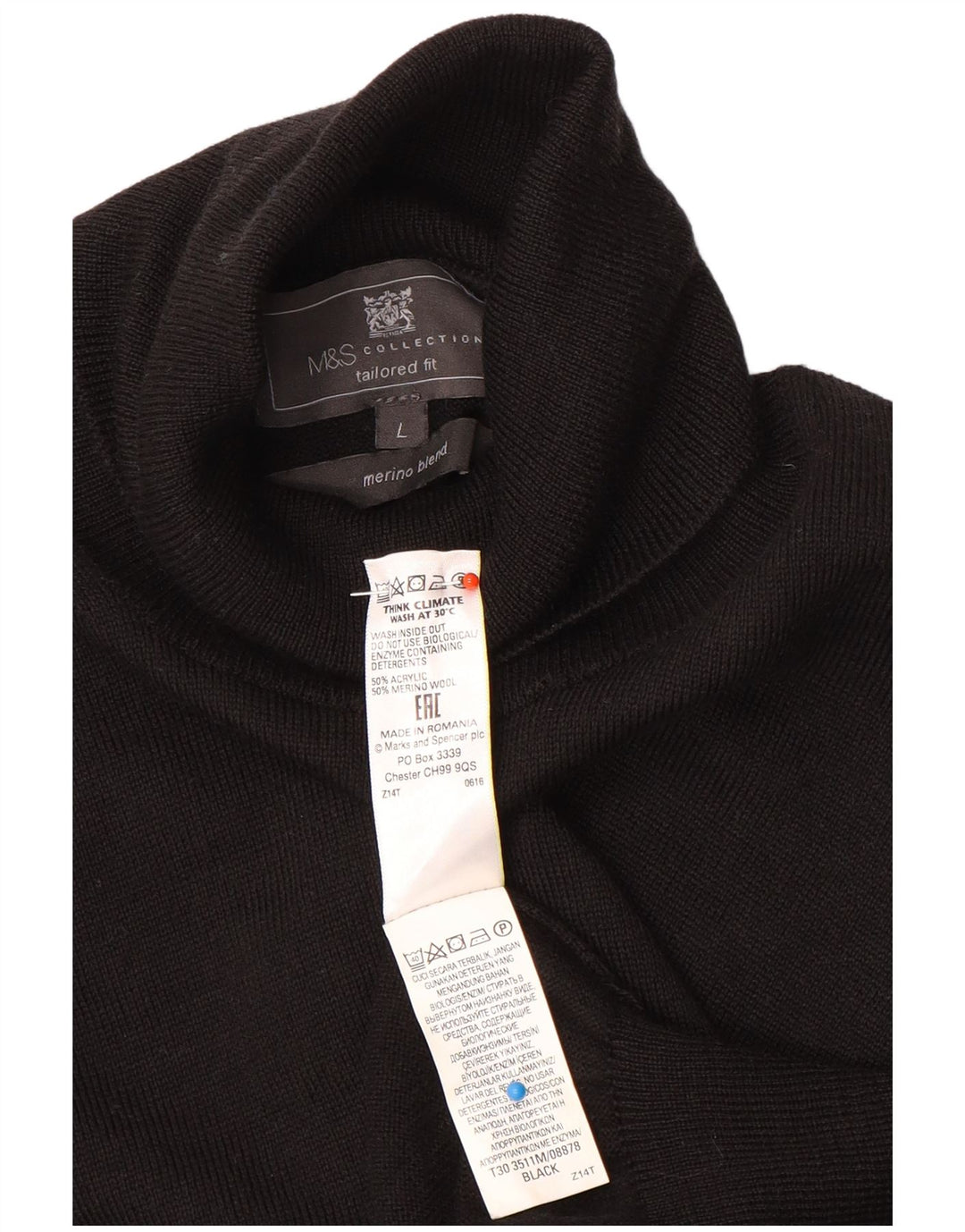 Marks & Spencer Γυναικείο πουλόβερ με ρολό λαιμόκοψη UK 16 μεγάλο μαύρο
