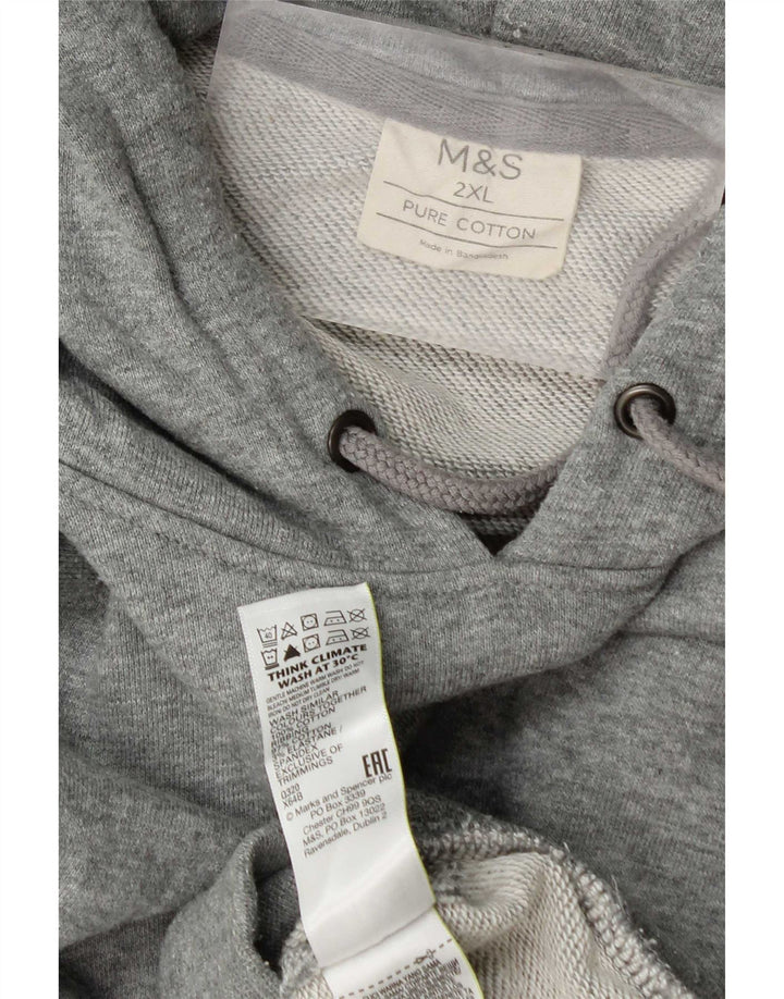 Marks & Spencer Ανδρικό Hoodie Jumper 2XL Γκρι βαμβακερό