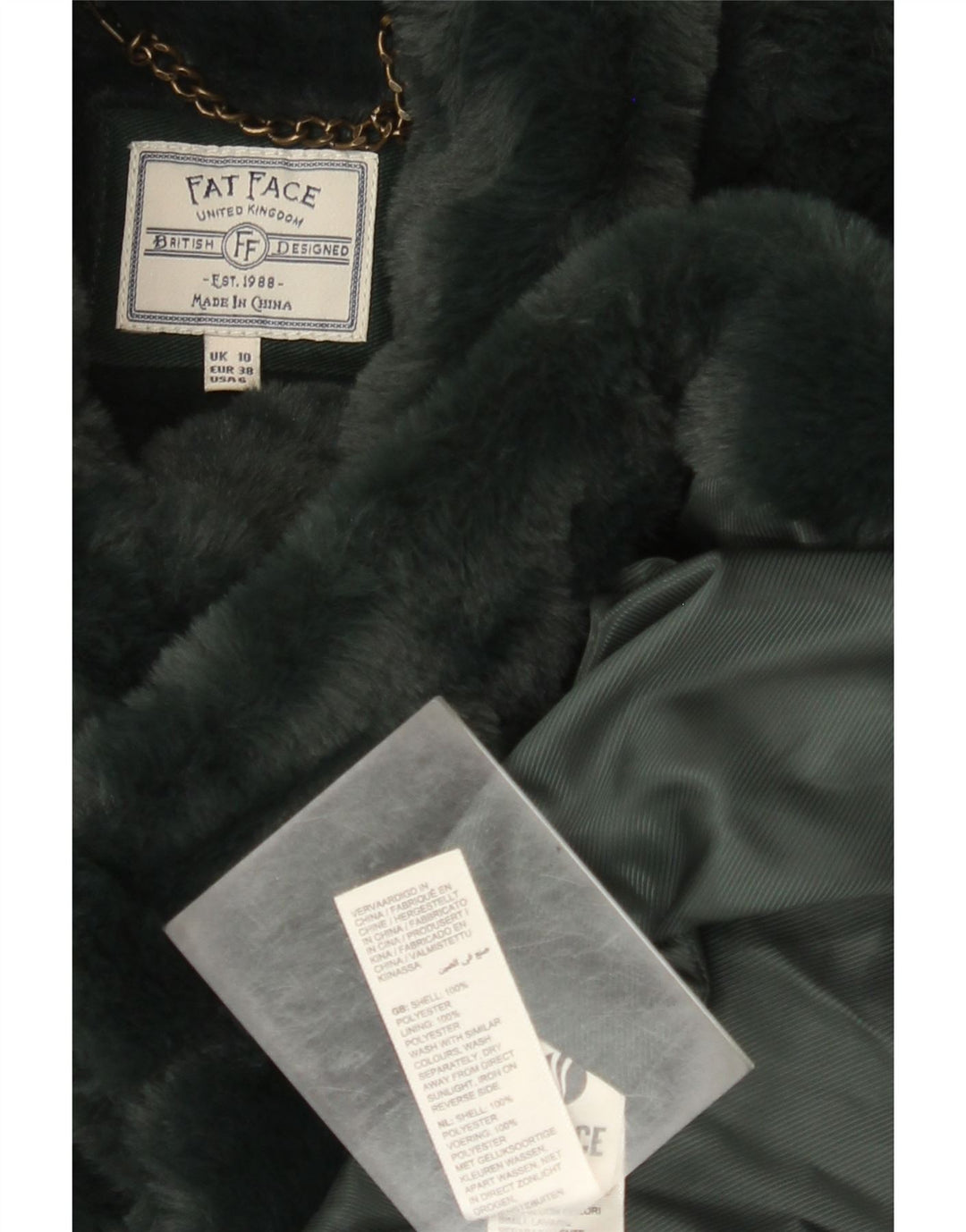 Fat Face Γυναικείο Πανωφόρι από Faux Fur UK 10 Small Green Polyester