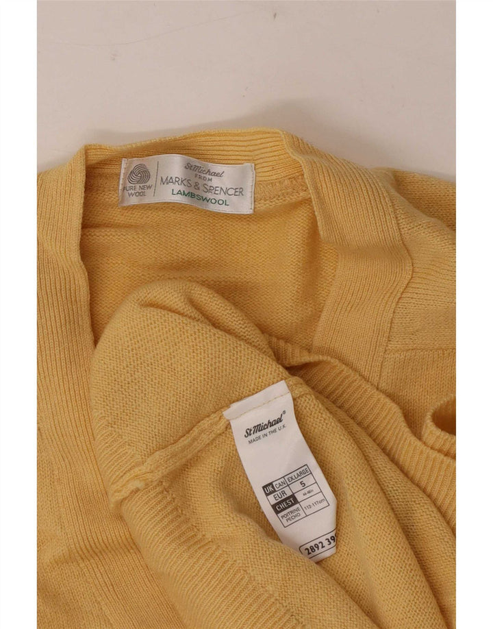 Ανδρικό πουλόβερ ζακέτα Marks & Spencer XL Κίτρινο παρθένο μαλλί