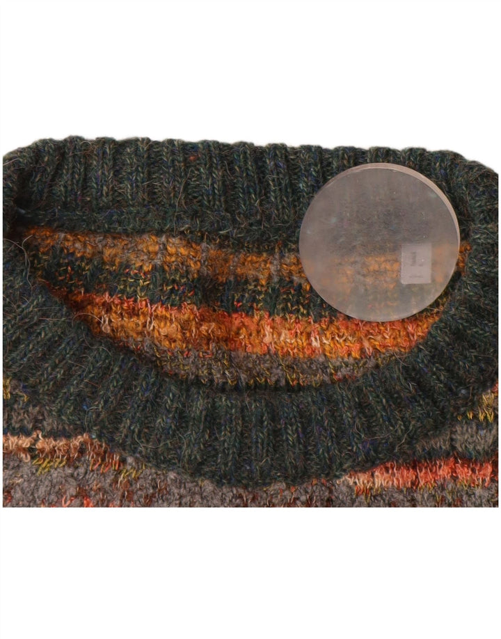 Vintage Ανδρικό πουλόβερ με λαιμόκοψη μεγάλο γκρι ριγέ