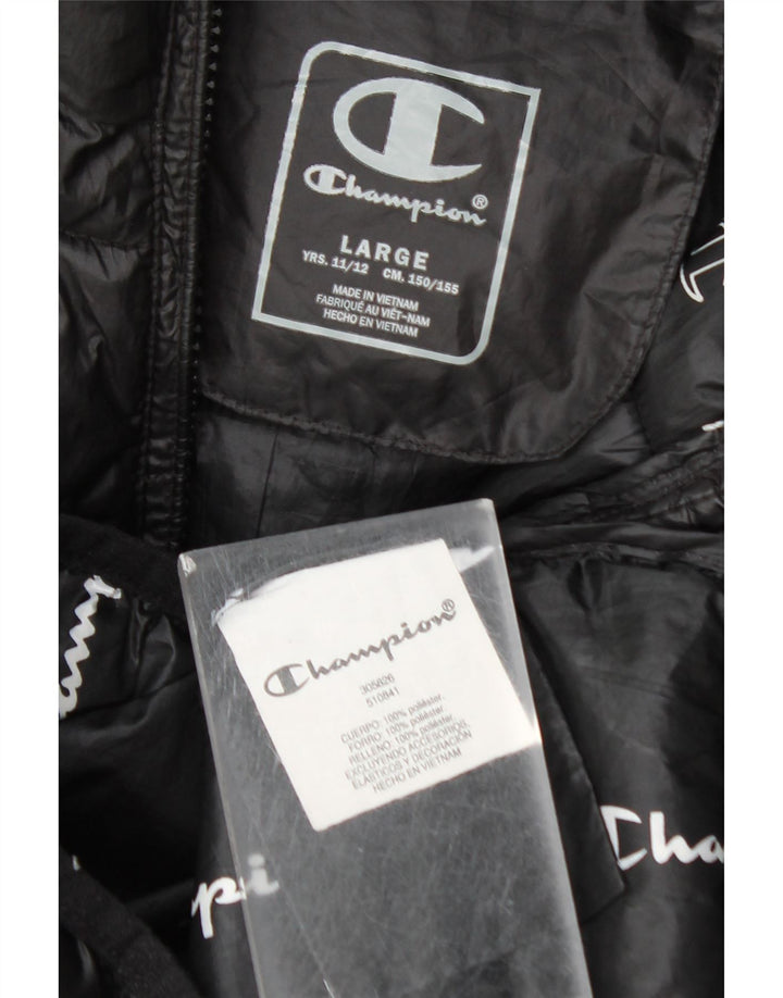 Champion Boys Hooded Jacket 11-12 Years Large Black Polyester