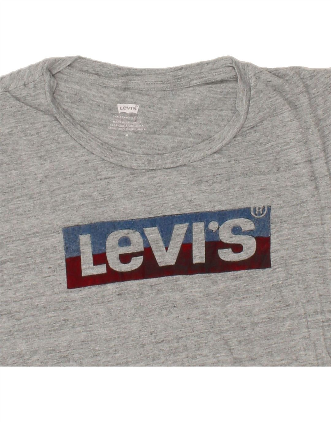 LEVI'S Womens Graphic T-Shirt Top UK 12 Medium Grey Flecked Vintage Levi's and Second-Hand Levi's from Messina Hembry 