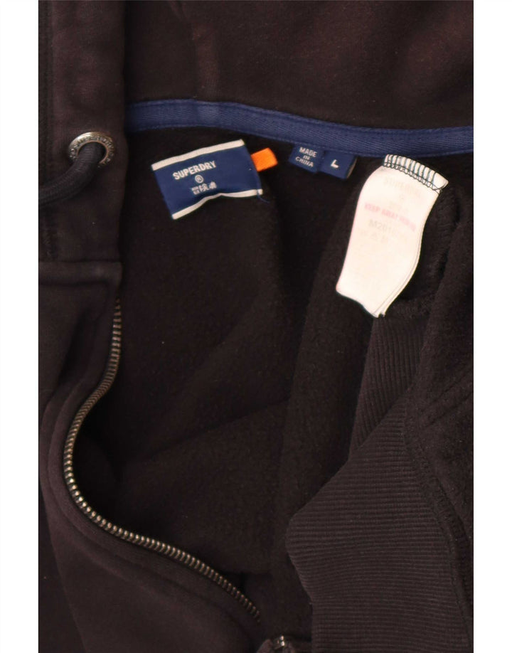 Ανδρικό πουλόβερ με φερμουάρ Superdry, μαύρο βαμβακερό
