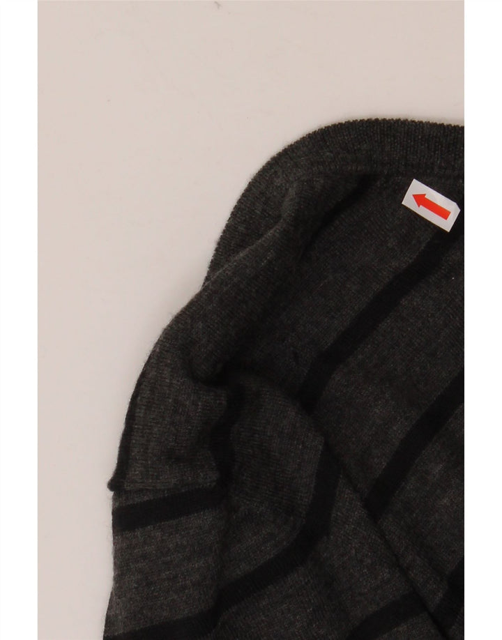 GEOX Γυναικείο πουλόβερ με λαιμόκοψη με V λαιμόκοψη UK 16 Μεγάλο γκρι ριγέ μαλλί Merino