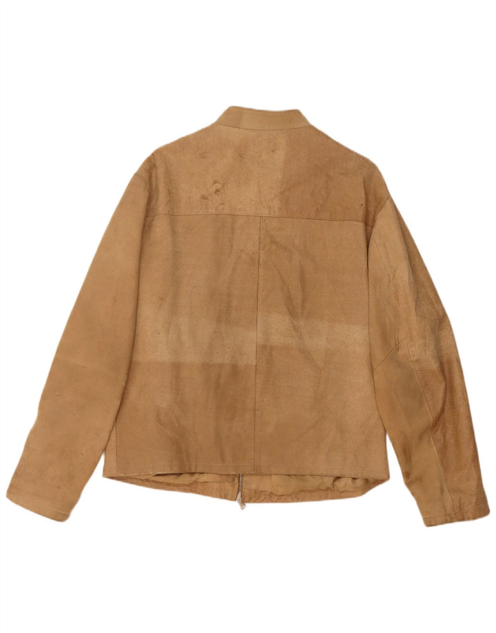 Vintage Ανδρικό Suede Jacket UK 40 Large Beige Leather