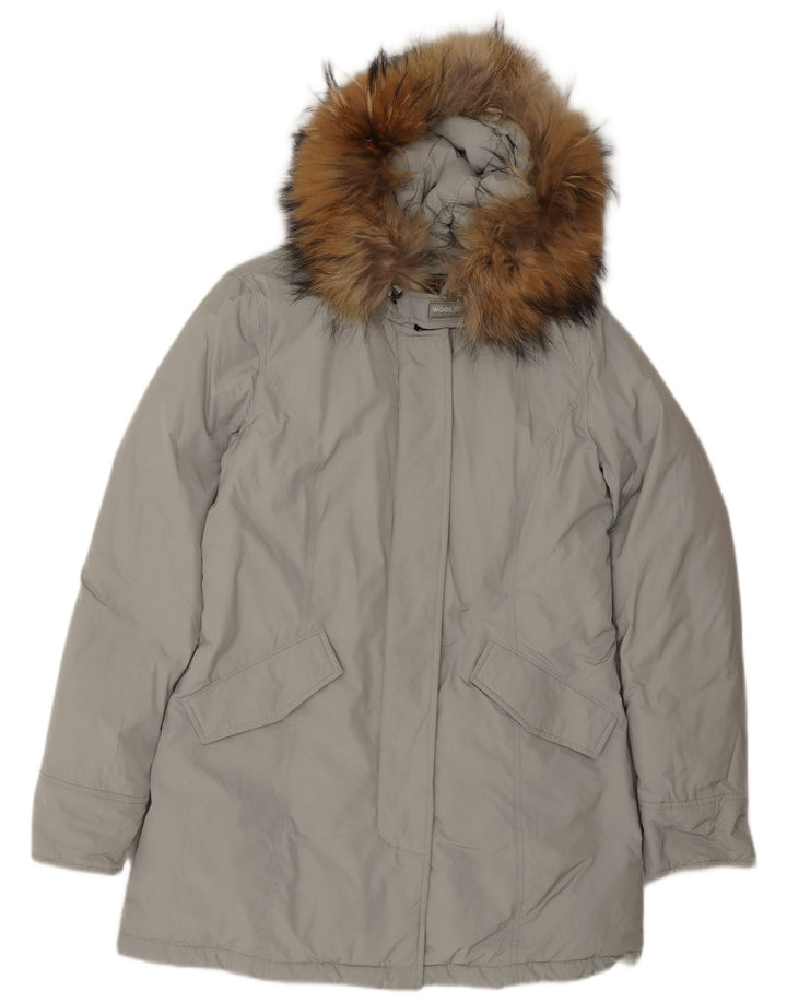 Woolrich Γυναικείο μπουφάν Parka με κουκούλα UK 16 Large Grey Polyester Winter
