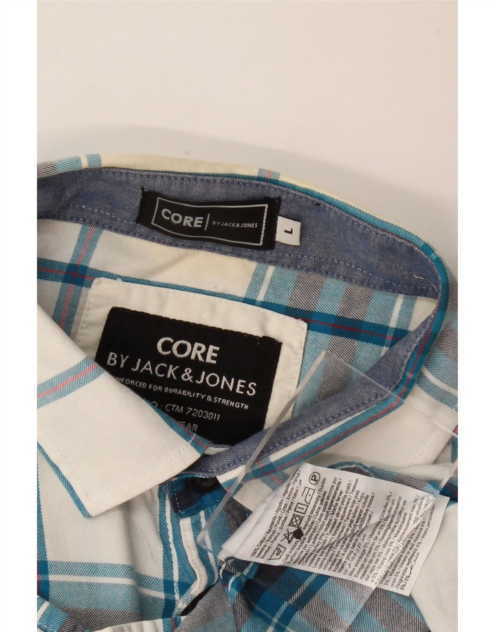 Jack & Jones Ανδρικό πουκάμισο μεγάλο μπλε βαμβακερό καρό