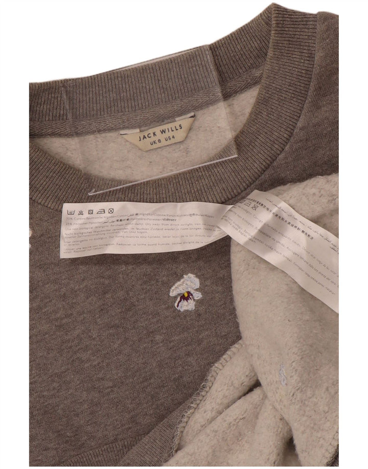 JACK WILLS Γυναικεία μπλούζα υπερμεγέθη Jumper UK 8 Small Grey Floral