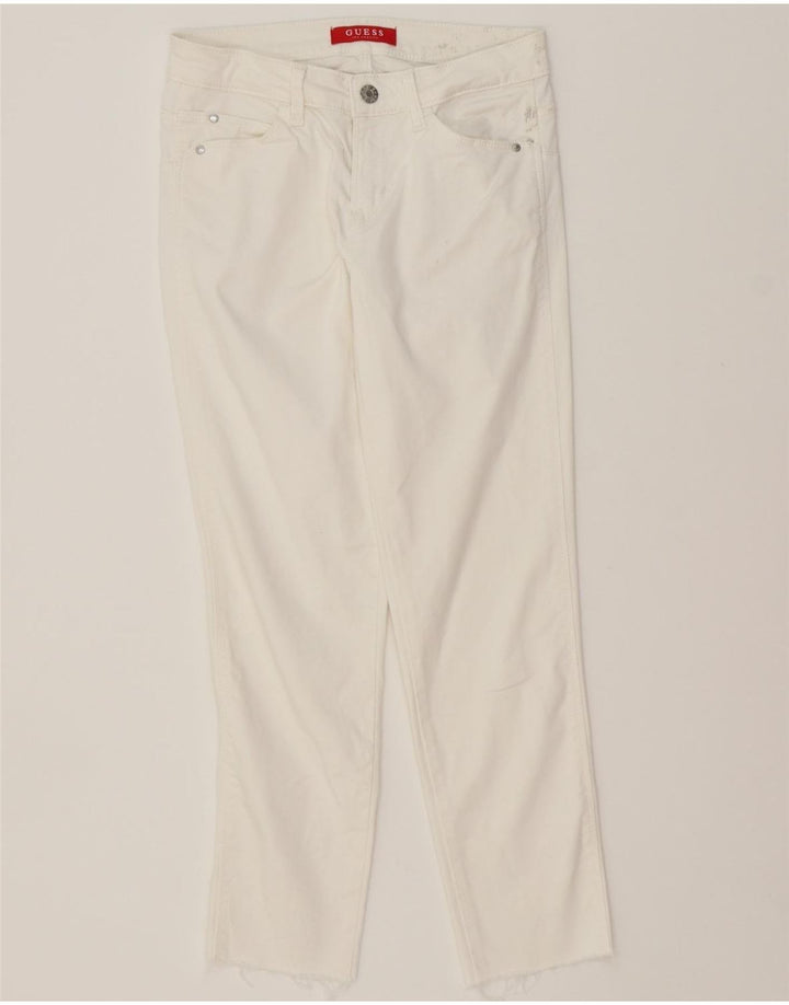 GUESS Womens Slim Capri Trousers W27 L23 White Cotton Vintage Guess and Second-Hand Guess from Messina Hembry 