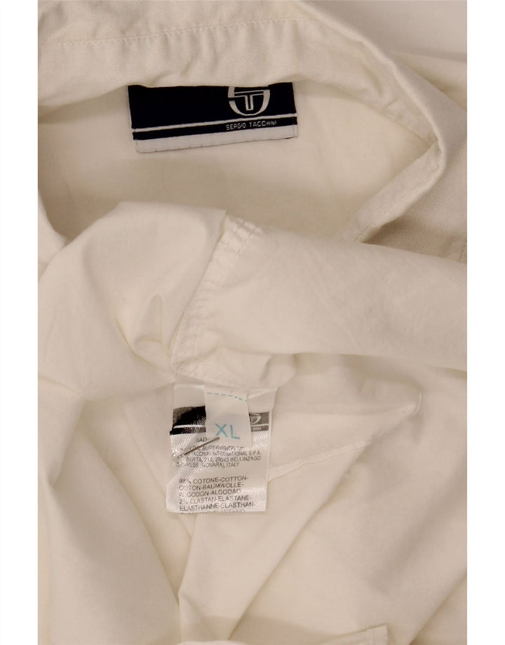 Sergio Tacchini Ανδρικό πουκάμισο XL Λευκό βαμβακερό
