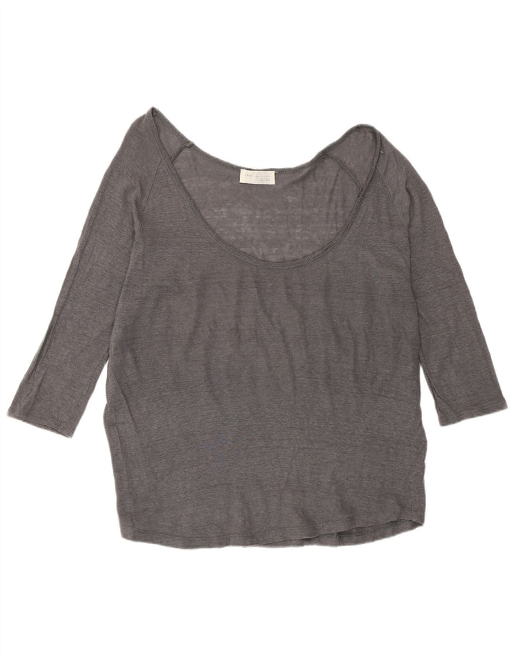 Zara Γυναικείο Μπλουζάκι 3/4 Μανίκι UK 16 Large Grey