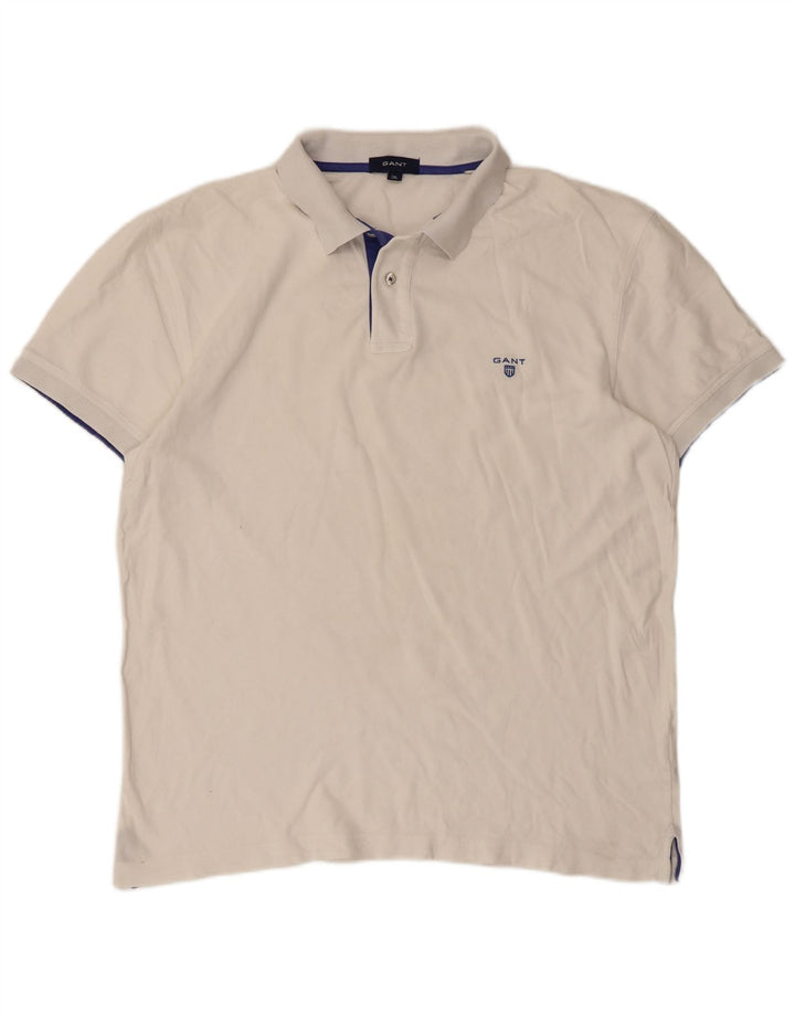 Ανδρικό μπλουζάκι πόλο Gant 2XL λευκό βαμβακερό Classic