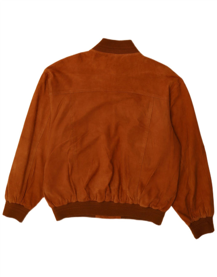 Vintage Ανδρικό Suede Bomber Jacket IT 56 3XL Καφέ Δερμάτινο