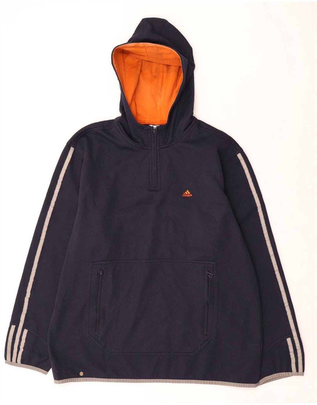 Ανδρικό κουκούλα με φερμουάρ Adidas, μεσαίο μπλε πολυεστέρας