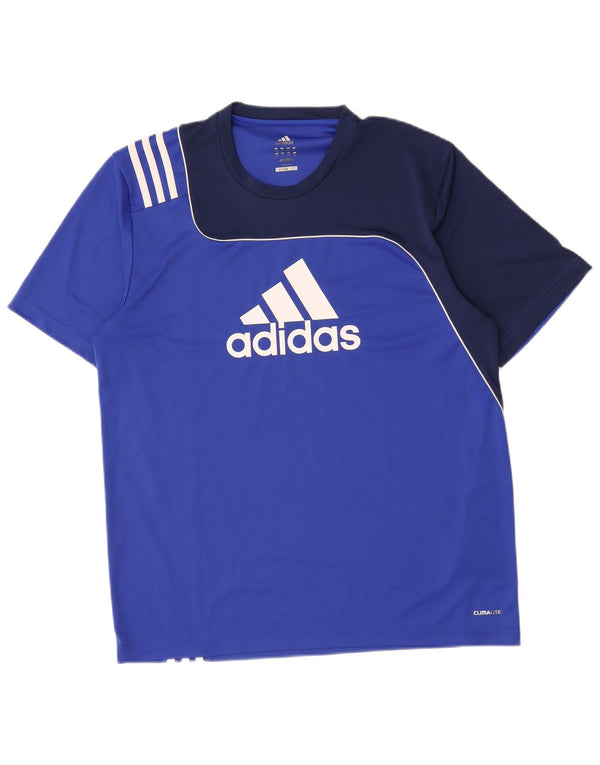 Ανδρικό γραφικό T-shirt Adidas Climalite Top UK 44/46 Large Blue Colourblock