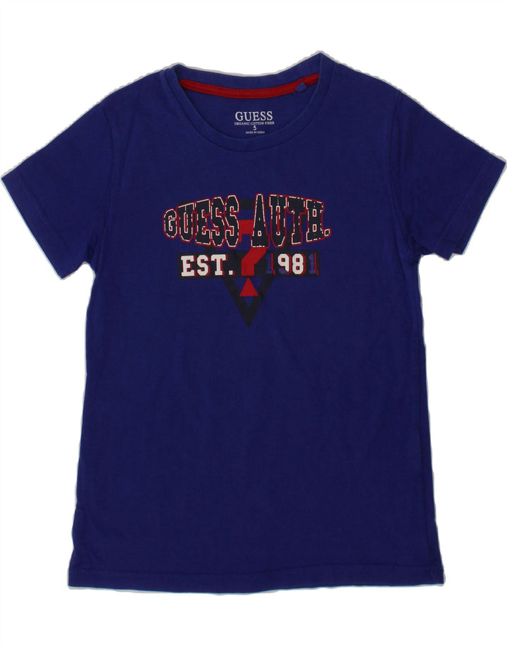 GUESS Boys Graphic T-Shirt Top 4-5 Years Blue Cotton Vintage Guess and Second-Hand Guess from Messina Hembry 