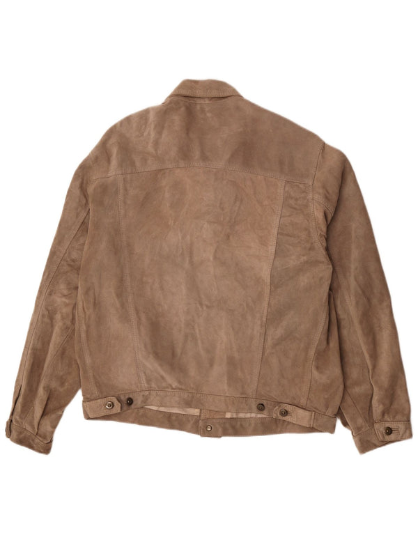 Vintage Ανδρικό Suede Bomber Jacket IT 52 XL Καφέ Δερμάτινο