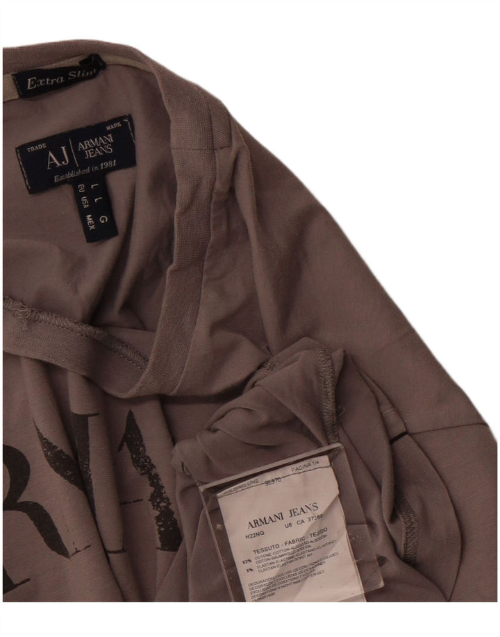 Armani Jeans Ανδρικό Extra Slim Graphic T-Shirt Top μεγάλο γκρι βαμβακερό