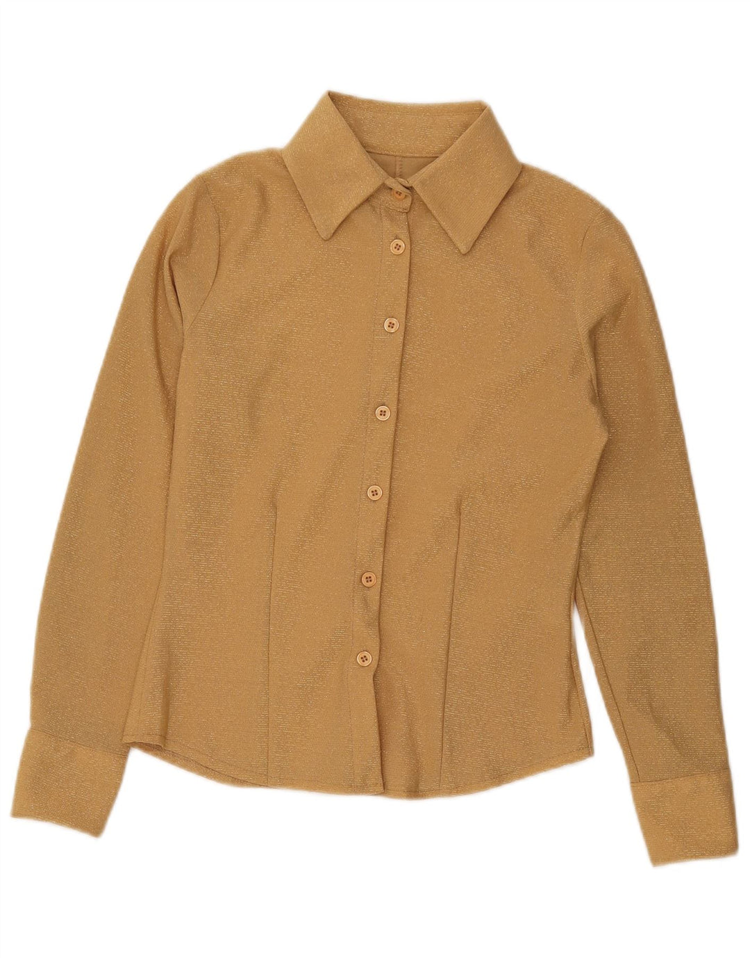 Vintage γυναικείο πουκάμισο UK 10 Small Gold Polyester