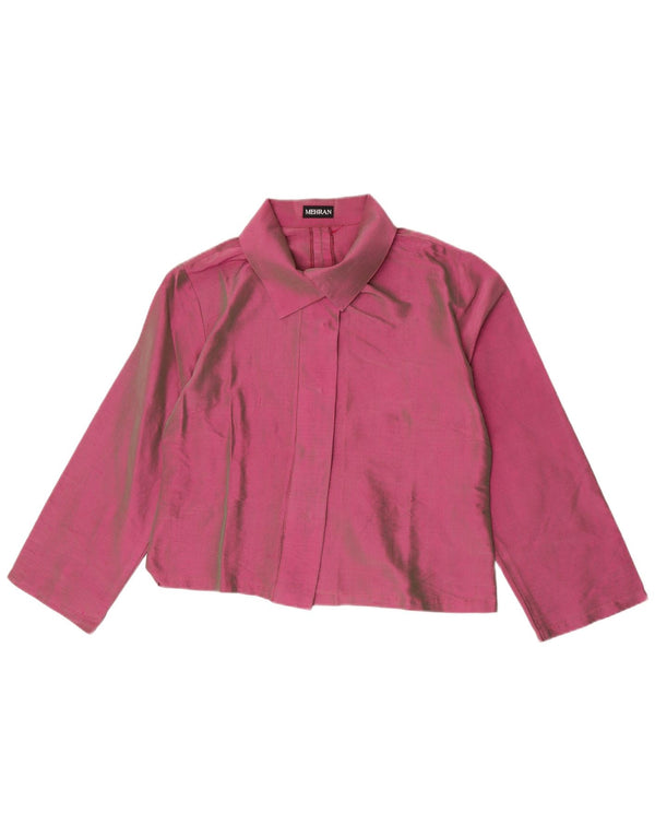 Vintage γυναικείο μανίκι 3/4 μπλούζα Crop μπλούζα UK 18 XL μωβ μεταξωτό