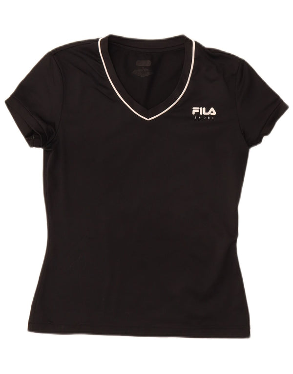 FILA Γυναικείο T-Shirt Top UK 6 XS Μαύρο