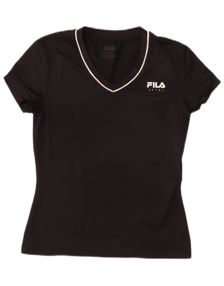 FILA Γυναικείο T-Shirt Top UK 6 XS Μαύρο