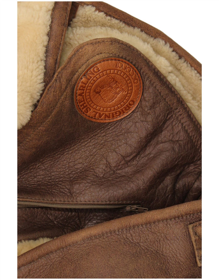 Vintage Ανδρικό Shearling Jacket UK 42 XL Brown Shearling