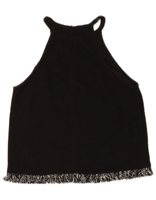 Zara Womens Trafaluc Crop Halter Top 10 Small Black