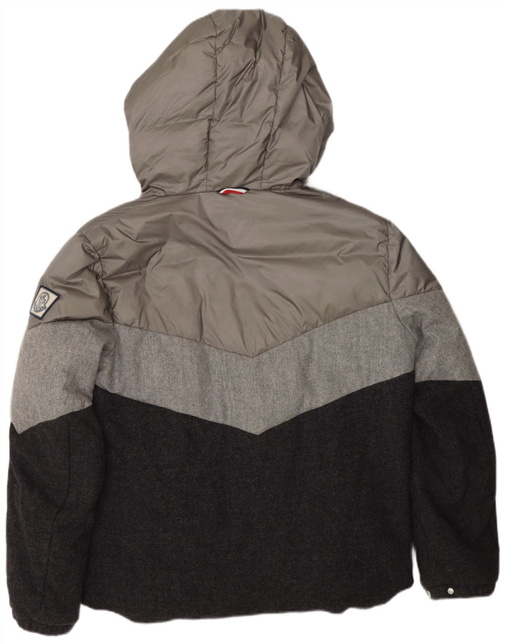 Moncler Ανδρικό μπουφάν με κουκούλα με επένδυση μεγέθους 3 Σχεδιαστής μεγάλου γκρι χρώματος