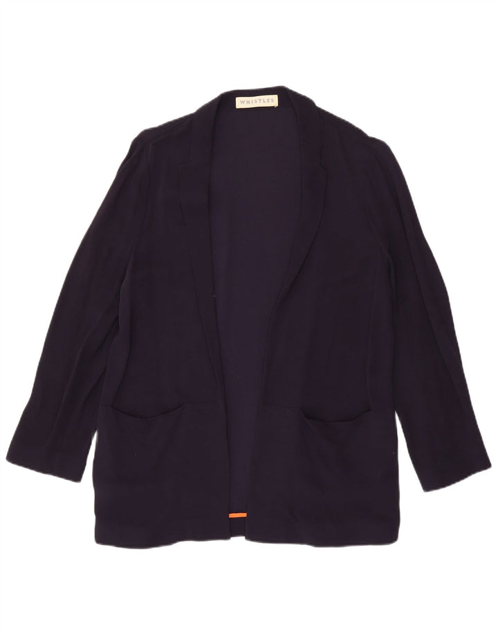 WHISTLES Γυναικείο Open Blazer Jacket UK 12 Medium Navy Blue Viscose