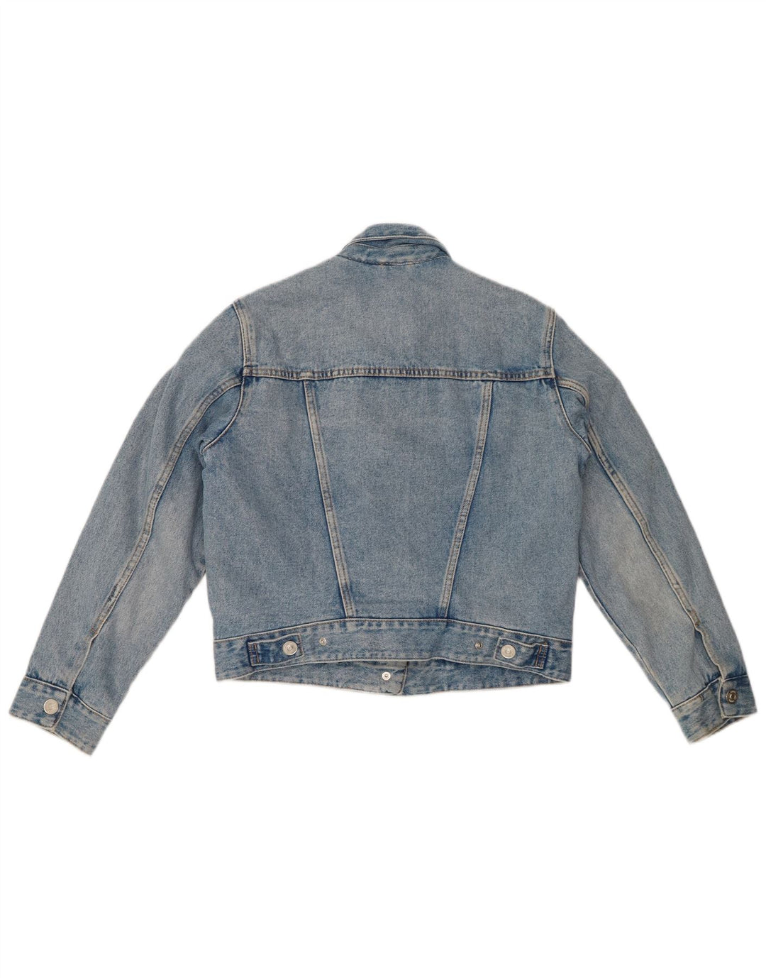 ZARA Γυναικείο Τζιν Μπουφάν Sherpa Crop UK 10 Small Blue Cotton