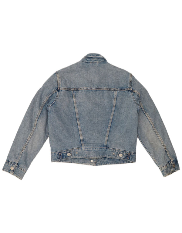 ZARA Γυναικείο Τζιν Μπουφάν Sherpa Crop UK 10 Small Blue Cotton