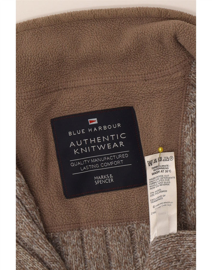 Marks & Spencer Ανδρική ζακέτα πουλόβερ με μεγάλο καφέ μαλλί