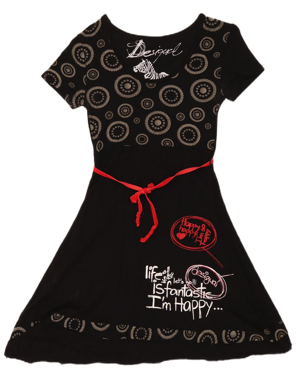 Γυναικείο Desigual Graphic A-Line φόρεμα UK 12 Medium Black Geometric