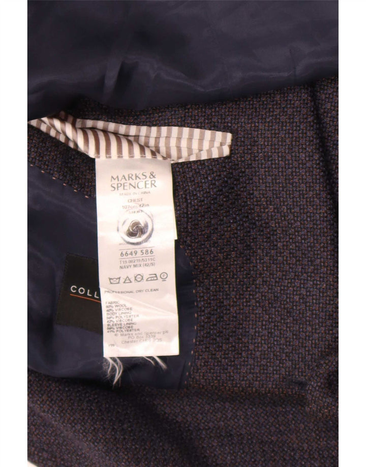 Marks & Spencer Ανδρικό μπλέιζερ με 2 κουμπιά μπουφάν UK 42 Large Navy Blue Geometric