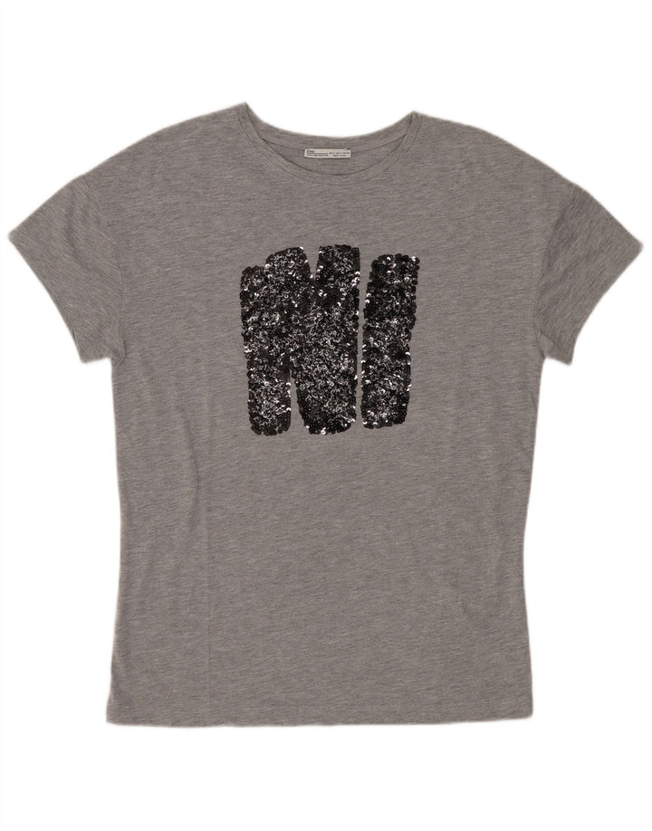 Γυναικείο γραφικό μπλουζάκι Zara Top UK 10 Small Grey Flecked Polyester