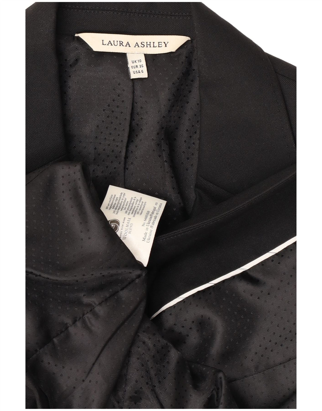 Laura Ashley Γυναικείο μπουφάν σακάκι 1 κουμπιού UK 10 Small Black Wool