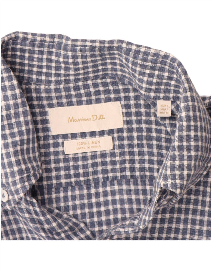 Ανδρικό πουκάμισο Massimo Dutti Small Blue Check λινό