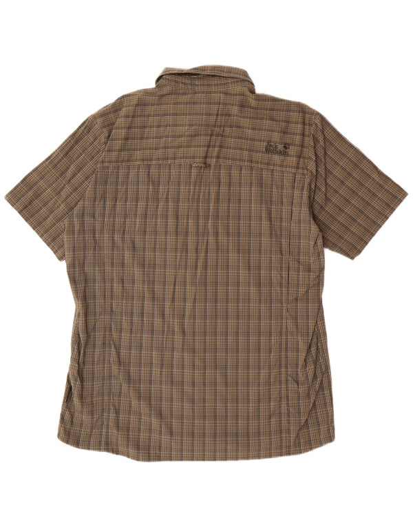Ανδρικό κοντομάνικο μπλουζάκι JACK WOLFSKIN UK 44/46 XL Khaki Check Polyamide
