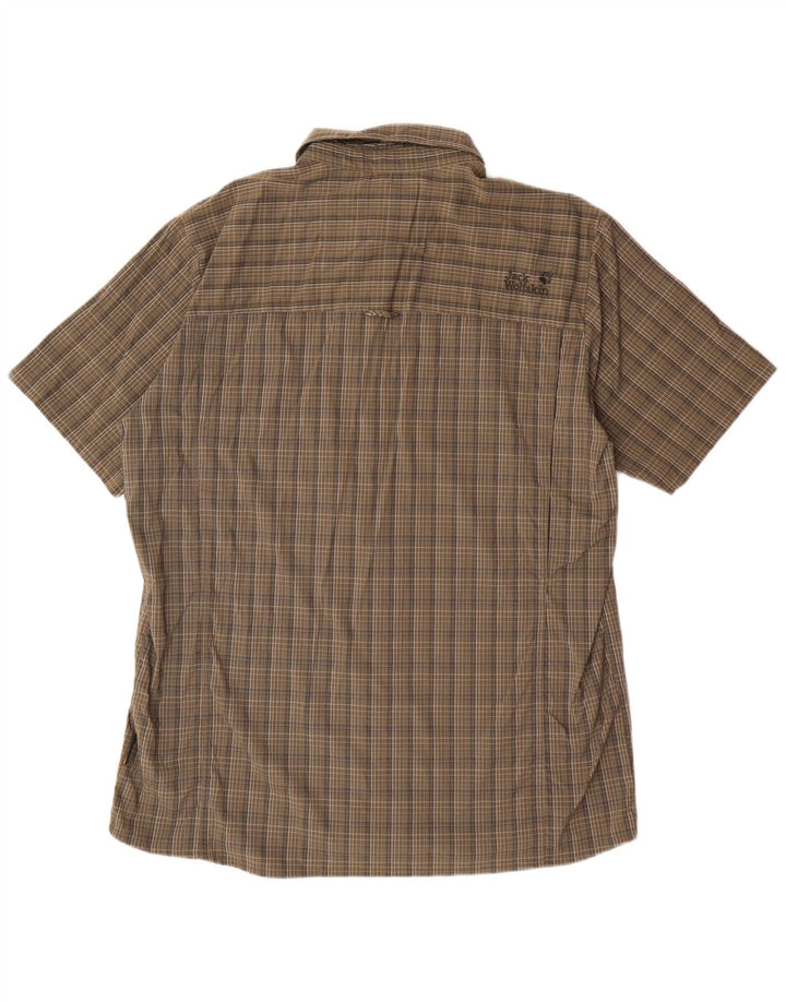 Ανδρικό κοντομάνικο μπλουζάκι JACK WOLFSKIN UK 44/46 XL Khaki Check Polyamide