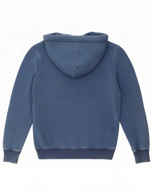 Superdry Γυναικείο πουλόβερ με κουκούλα με φερμουάρ UK 14 μεγάλο μπλε βαμβακερό