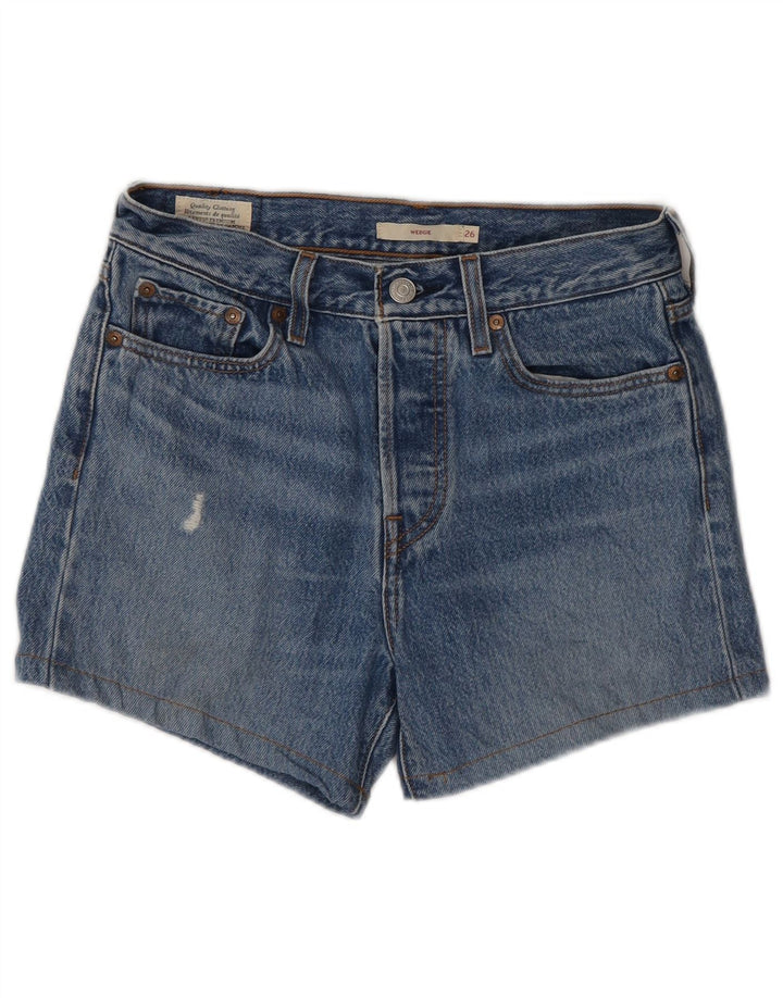 Γυναικείο τζιν σορτς Levi's Wedge Distressed W26 Μικρό μπλε βαμβακερό