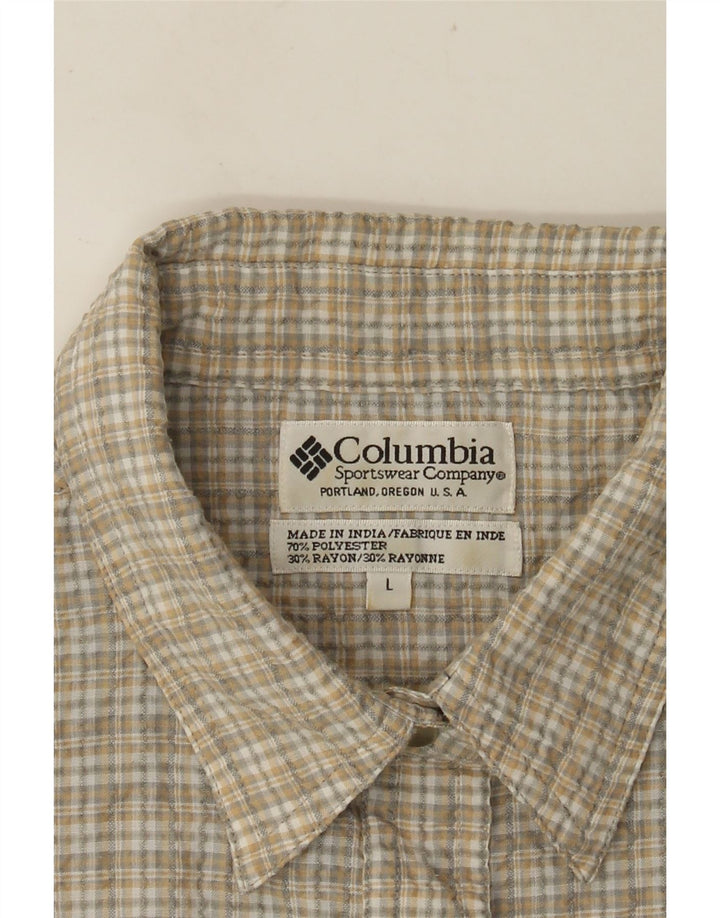 COLUMBIA Γυναικείο κοντομάνικο πουκάμισο UK 16 Μεγάλο μπεζ από πολυεστέρα