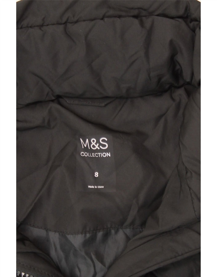Marks & Spencer Γυναικείο μπουφάν με κουκούλα UK 8 μικρό μαύρο πολυεστέρα