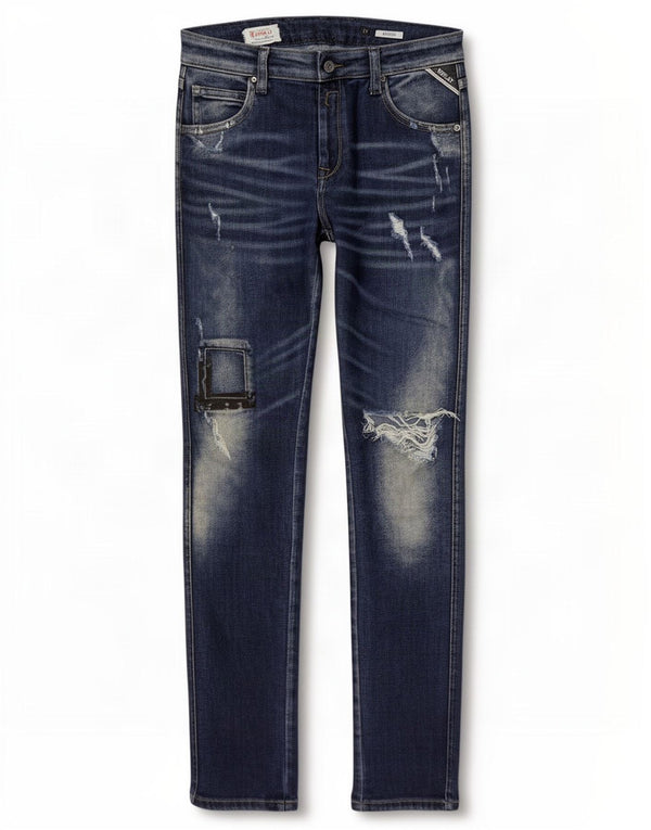 Replay Womens Katewin Distressed Skinny Jeans W25 L28 Blue Cotton
