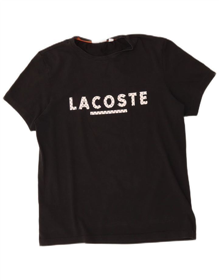 Ανδρικό γραφικό μπλουζάκι Lacoste Top size 3 Μικρό μαύρο βαμβακερό