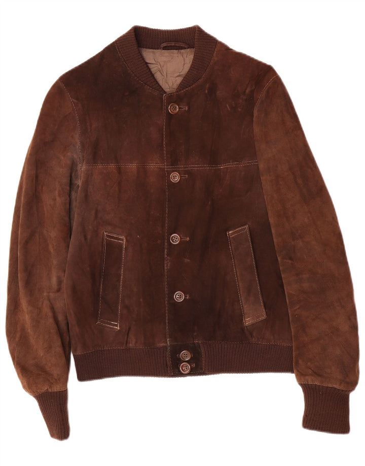 Vintage Ανδρικό Suede Bomber Jacket IT 48 Medium Brown